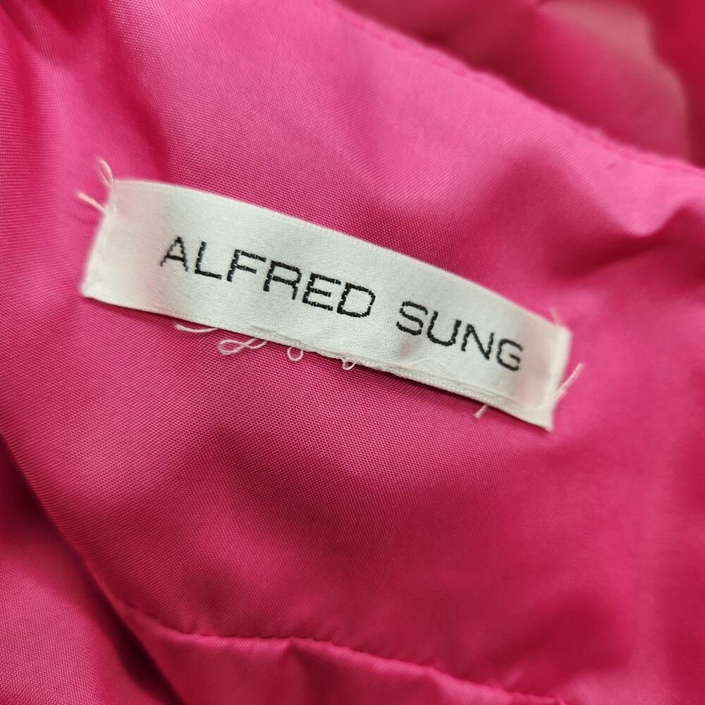 Alfred Sung One‑Shoulder Pleated Satin Dress Pink Size Medium - Picture 3 of 5